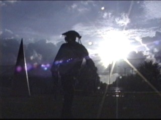 OBR player heading to hang the flag in the last game of the finals.